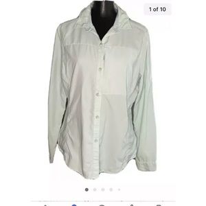 REI Women's Size Large Green Vented Long Sleeve Hiking Button Up Shirt Blouse